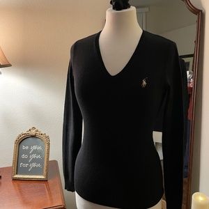 Ralph Lauren Sport V-Neck Black Sweater